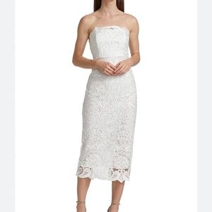 Badgley Mischka Strapless Lace Sheath Dress
